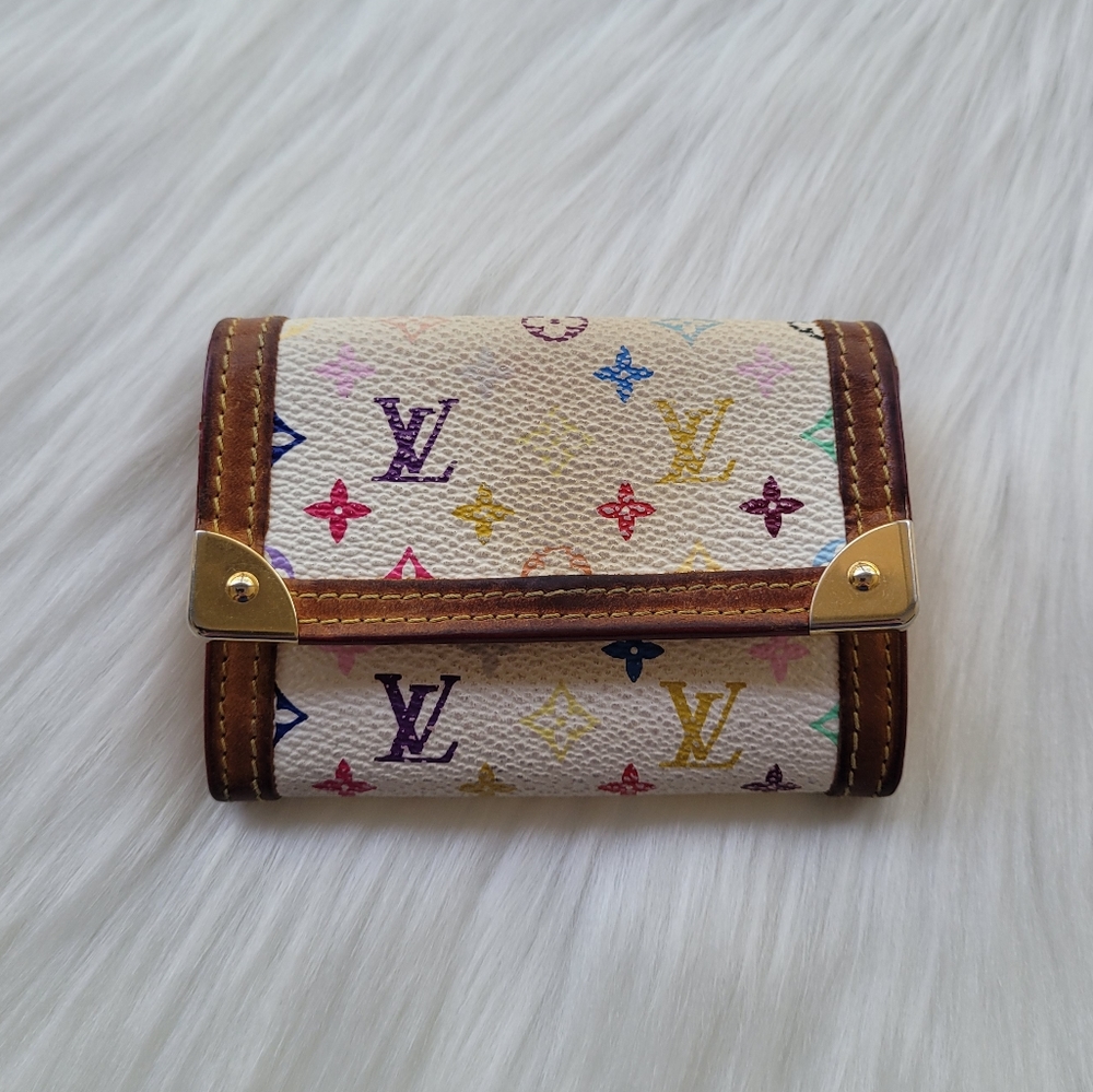 Louis Vuitton Monogram Multicolor Porte-Monnaie Plat Coin Purse Wallet